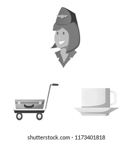 Vector illustration of airport and airplane symbol. Collection of airport and plane vector icon for stock.