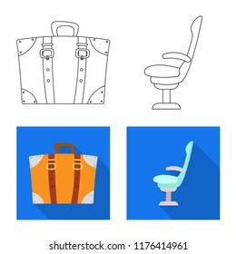Vector illustration of airport and airplane symbol. Collection of airport and plane stock vector illustration.