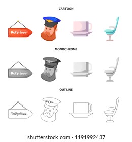 Vector illustration of airport and airplane symbol. Collection of airport and plane vector icon for stock.