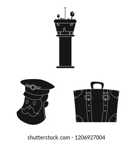 Vector illustration of airport and airplane symbol. Collection of airport and plane vector icon for stock.