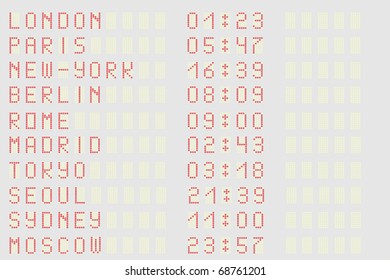 Vector illustration of airport indicator board