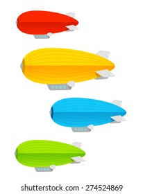 Vector illustration. Airship colorful set. Logistics concept