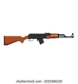 Ilustración vectorial AK Kalashnikov ametralladora aislada en fondo blanco.