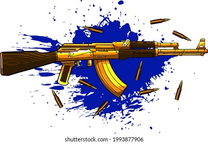 Vektorgrafik von Ak-47, Kugeln und Blut