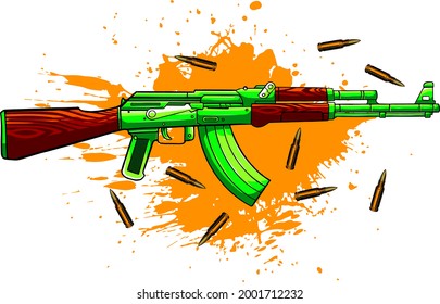 vector illustration of Ak-47, bullets and blood
