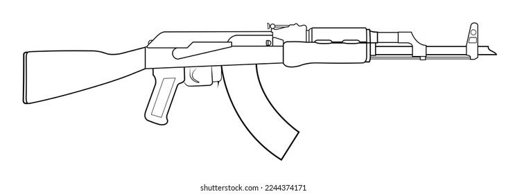Ilustración vectorial de la carabina de asalto soviético AK47 con existencias. Versión simple.