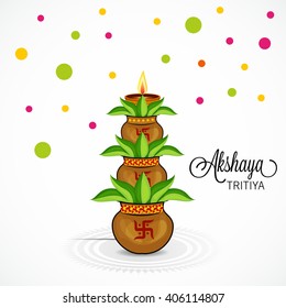 Vector illustration of a Akshaya Tritiya background with kalash.