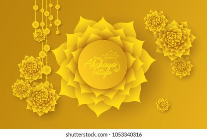 Vector Illustration of Akshaya Tritiya Festival Celebration Background with Creative Round Flowers Element