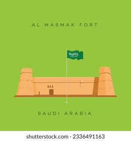 Vector Illustration of Al Masmak Fort Saudi Arabia