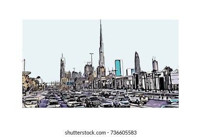 Vector illustration of  Al Satwa in Dubai UAE.