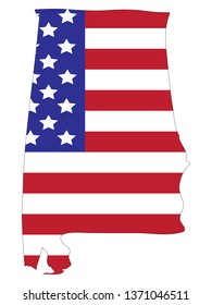 vector illustration of Alabama map with american flag