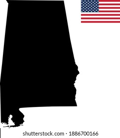 ilustración vectorial del mapa de Alabama con bandera estadounidense