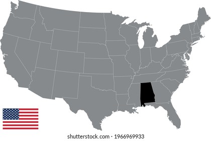 vector illustration of Alabama map with American flag