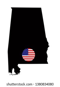 vector illustration of Alabama map with USA flag