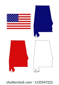 vector illustration of Alabama maps with USA flag