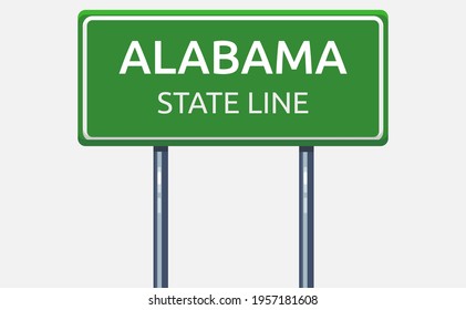 Vector illustration of Alabama state line road sign