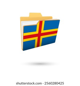 Vector illustration of Aland flag isolated in file folder on white background.