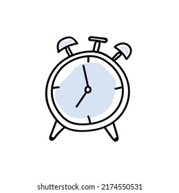 ilustración vectorial del reloj despertador en estilo doodle