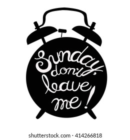 vector  illustration with alarm clock and lettering .White letters and black background