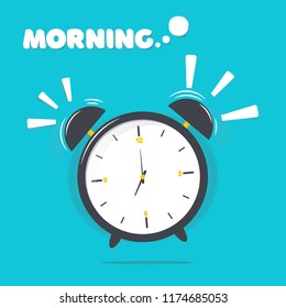 Vector illustration of alarm clock with morning text.