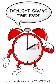 vector illustration of a alarm clock return to standard time daylight saving time ends