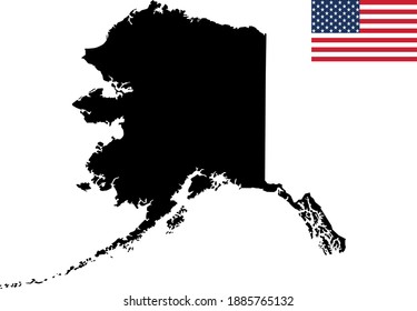 vector illustration of Alaska map with American flag
