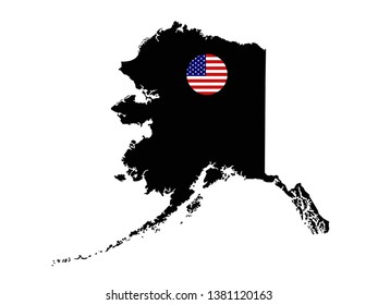 vector illustration of Alaska map with USA flag