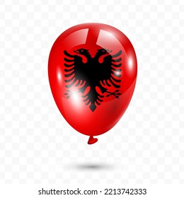 Vector illustration of Albania country flag balloon on transparent background (PNG). Flying flag balloons for Independence Day celebrations.