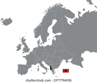 vector illustration of Albania map and flag