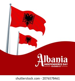 Vector illustration, Albanian independence day, on a flag background, as a banner, poster or template.