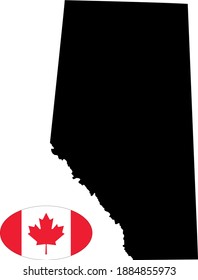 vector illustration of Alberta map with Canadian flag