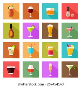 A vector illustration of alcohol drink glasses icons