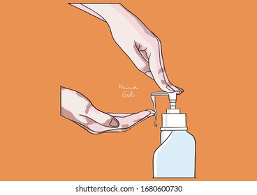 Ilustración vectorial del gel para inhaladores de mano con alcohol