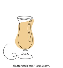 Vector illustration of an alcoholic cocktail. Glass glass of pina colada cocktail with colored elements.