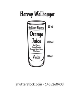 Vector illustration with alcoholic cocktail on white background