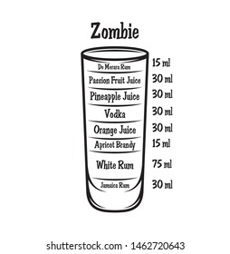 Vector illustration with alcoholic cocktail on white background