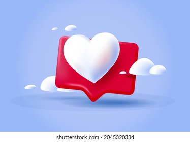 vector illustration of the alert icon  like with clouds on a blue background with a 3d rendering effect