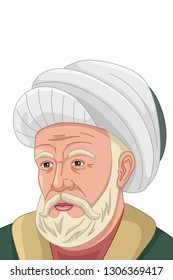 A vector illustration of Al-Farabi Muslim Philosopher