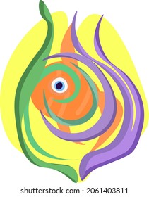 vector illustration of algae and fish .for magazine books