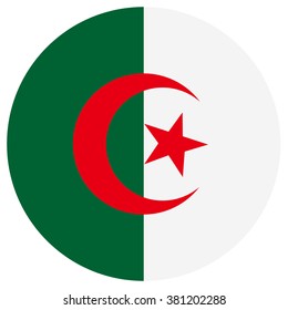 Vector illustration Algeria flag vector icon. Round national flag of Algeria. Algeria flag button svg