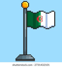 Ilustración vectorial de la bandera de Argelia con el diseño del arte del pixel, perfecto para los diseños temáticos de los activos del juego
