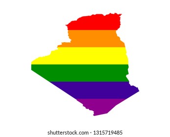 vector illustration of Algeria map with LGBT flag