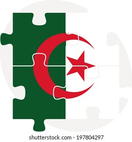 Vector illustration of Algerian Flag in puzzle isolated on white background