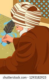 A vector illustration of Al-Idrisi Muslim Geographer