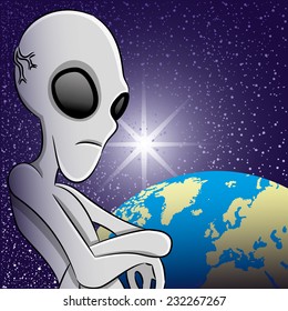 Vector illustration. Alien.