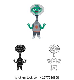 Vector illustration of alien  and astronaut  icon. Set of alien  and cute vector icon for stock.