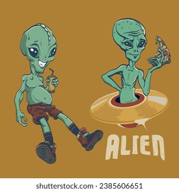 Vector illustration of alien characters in EPS10 version format