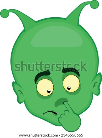 vector illustration of alien enterterrestrial cartoon picking his nose