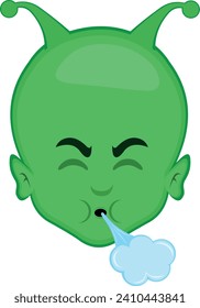 vector illustration alien or extraterrestrial face blowing air