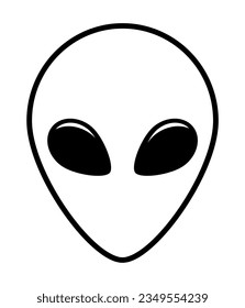 vector illustration of an alien face, alien head icon with outline style on white background